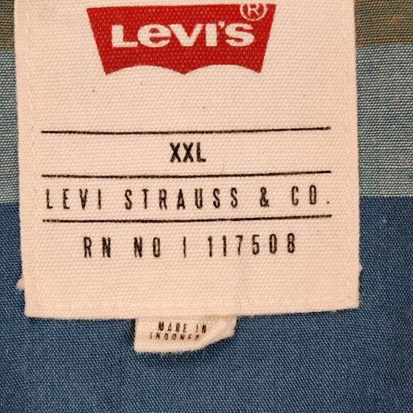 Levi's Mens Blue Pearl Snap Button Plaid Western Shirt Size 2XL Long Sleeve - Picture 5 of 6